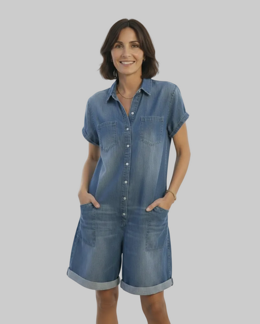 Combishort en Denim Fluid & Léger